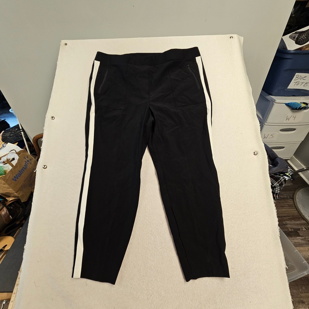 Lane Bryant On-The-Go Ankle Pants Black White Side Stripe Mid-Rise Size 20 NEW